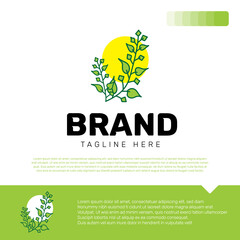 Hand Drawn Botanical Logo Design Template Vector Illustration