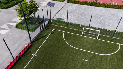 Aerial view of a football court