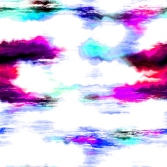 Streaked broken stripe summer tie dye batik beach wear pattern. Seamless blotched stain space dyed shibori effect. Washed out painterly trendy fashion print background. 