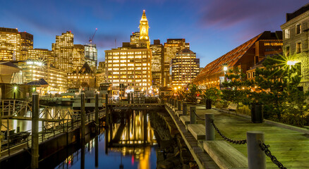 The skyline of Boston in Massachusetts, USA.