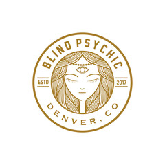 psychic woman portrait logo inspiration, gypsy, wine brand