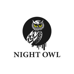 night owl in circle logo inspiration