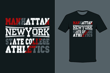 Manhattan New York State Collage Athletics T-shirt Printing Design