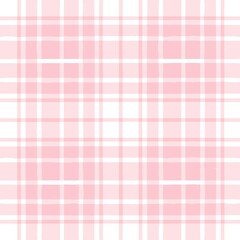 Pink watercolor plaid pattern. stripes, girly gingham seamless tartan texture, spring picnic table cloth, plaid. vector checkered summer paint brush strokes.