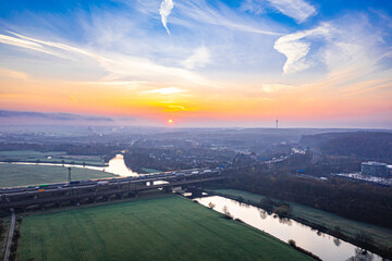 Sunrise over the Ruhrwiesen in Duisburg
