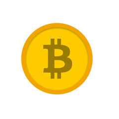 Gold bitcoin coin. Crypto currency. Digital money. Golden coin isolated on white background. Blockchain cry
