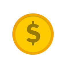 gold coin icon with dollar sign. Vector illustration isolated on white background.