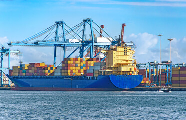 Fototapeta premium container ship in the industrial port
