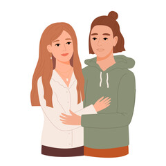 Obraz premium Pair of man and woman in love. Cute young couple hugging or cuddling.