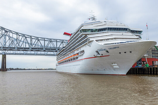 Carnival Triumph Cruise Ship Docked In Mississippi River, Port Of New Orleans On June 12, 2017 In New Orleans, Louisiana, USA