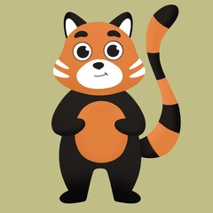 baby illustration - cute red panda