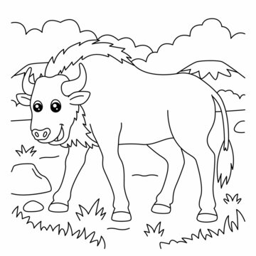 Wildebeest Coloring Page for Kids
