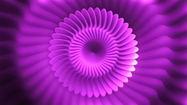 Moving hypnotic flower-shaped pattern. Motion. Beautiful hypnotic animation of pulsating and rotating pattern. Round moving pattern in shape of aster flower