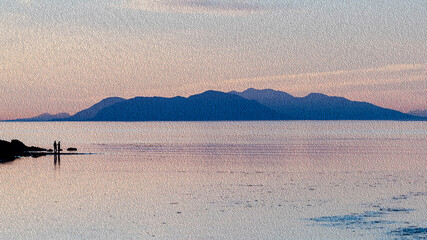 Naklejka premium A painting like Alaska sunset picture