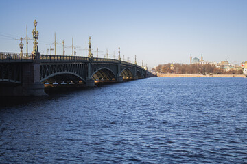 Fototapeta na wymiar St. Petersburg, Troitsky bridge, Neva river