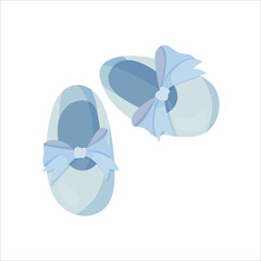 Small ballet flats or slippers. Children's clothing in a cartoon style. Vector illustration isolated on white background. © Oksana