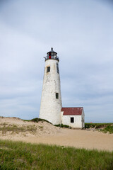 Fototapeta na wymiar The classic Great Point Lighthouse on Nantucket Island.