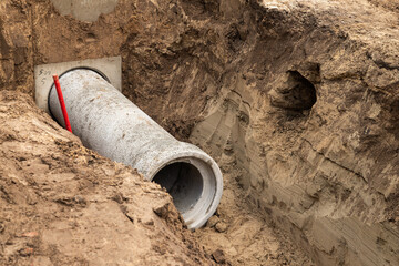 Concrete pipeline for a sewage and waste water system.