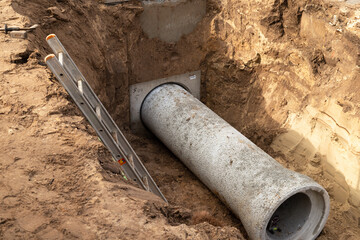 Concrete pipeline for a sewage and waste water system.