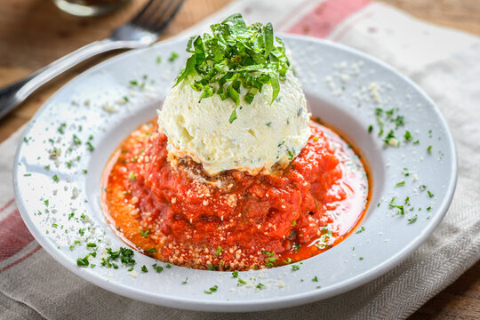 Meatball Spaghetti with ricotta cheese