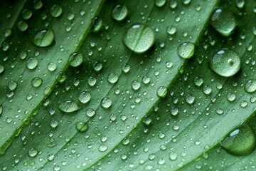 Water droplets on green leaf