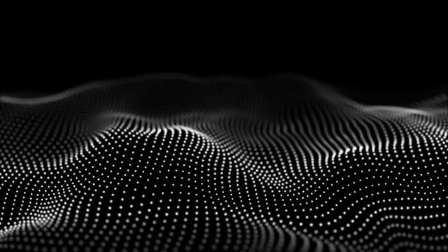 Abstract white background of points. Falling cyber particles. Big data stream. Wave of particles. Seamless loop. 3d rendering