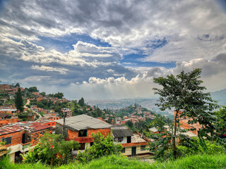 LATAM. Columbia, sityscape of Medellin. San Javier is a residential area, occupying a hilly sprawl at the western edge of Medellín. It is one of the most densely populated parts of the city