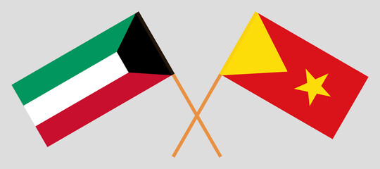 Fototapeta na wymiar Crossed flags of Kuwait and Tigray. Official colors. Correct proportion