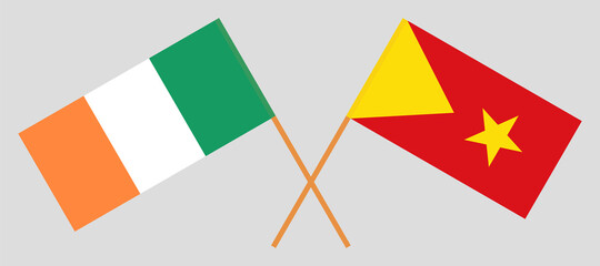 Crossed flags of Ireland and Tigray. Official colors. Correct proportion