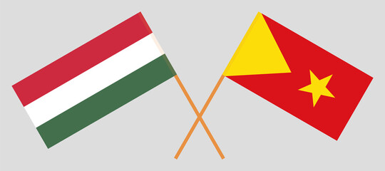 Crossed flags of Hungary and Tigray. Official colors. Correct proportion