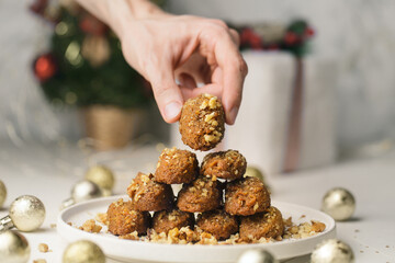 Greek traditional Christmas desserts melomakarona