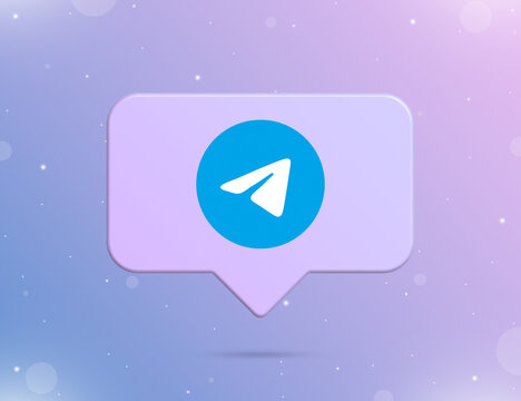 Telegram logo on the notification icon 3d