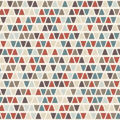 Colorful vector geometric seamless pattern. Stylish graphic texture with curved shapes, wavy lines, stripes. Abstract mosaic background. Retro vintage style. Repeat design for decor, prints, textile