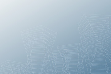 Abstract architectural background. Linear 3D illustration. Graphic concept
