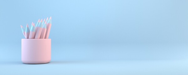 Pencils in holder 3D