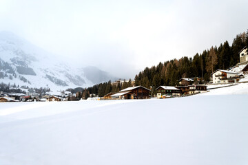 Snow landscape in Davos, Switzerland