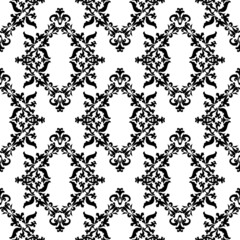 Vector classic oriental ornament. Seamless abstract damask background with antique elements. Black and white. For fabric, wallpaper, tiles or packaging.