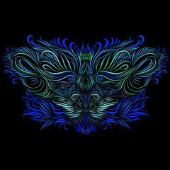 lion head graceful lines mystical ornament abstract background