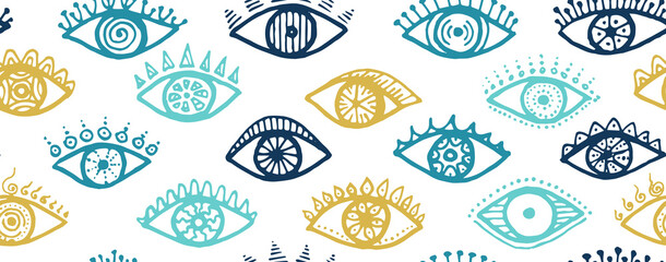 Doodle female eyes hipster repeatable ornament.