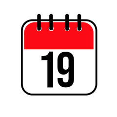 Fototapeta premium Calendar day 19. Number nineteen on a white paper with red border on white background. Vector ilustration.