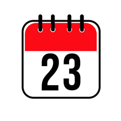 Fototapeta premium Calendar day 23. Number twenty three on a white paper with red border on white background. Vector ilustration.