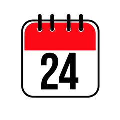 Fototapeta premium Calendar day 24. Number twenty four on a white paper with red border on white background. Vector ilustration.