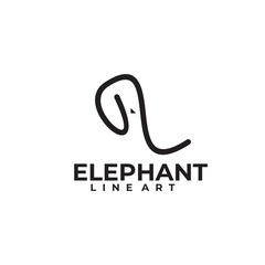 Outline lineart elephant logo design