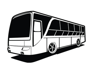 vector graphic illustration of a bus isolated black and white front view suitable for children and adults