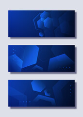 Blue gradient minimal vector background with dotted and hexagon shape. Abstract halftone textured backdrop for banners, presentations, business templates