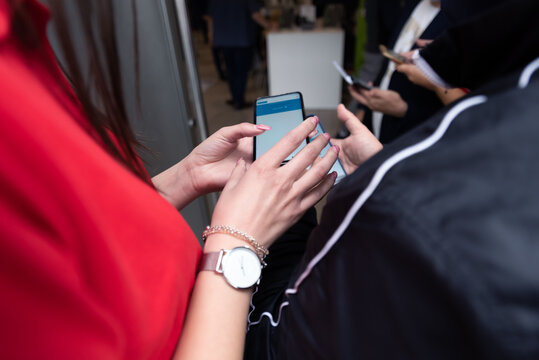 Event QR code ticket scanning before begining of business conference