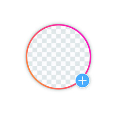 Social media avatar frame. story purple border. add new icon. Vector illustration