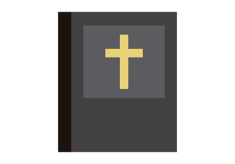 Icono de biblia negra en fondo blanco.