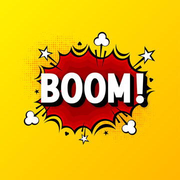 Comic word Boom. Comics speech bubble template. Cartoon style comic dialog cloud. Pop art explosion. Vector illustration.