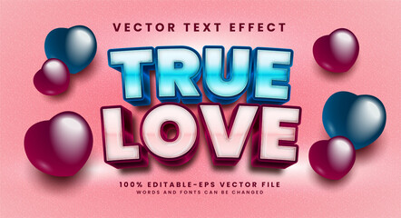 True love 3D text effect. Editable text style effect with romantic theme. © Niestart Creation